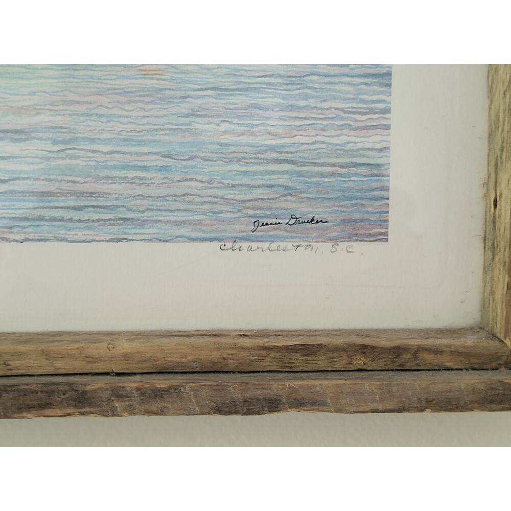 Jeanie Drucker Battery Reflections Charleston SC Framed Watercolor Print 17x11 - Picture 2 of 10